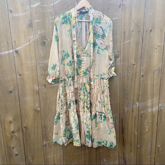 O.P.T Floral Print Tiered Midi Dress 🌿 XS - Picture 7 of 12